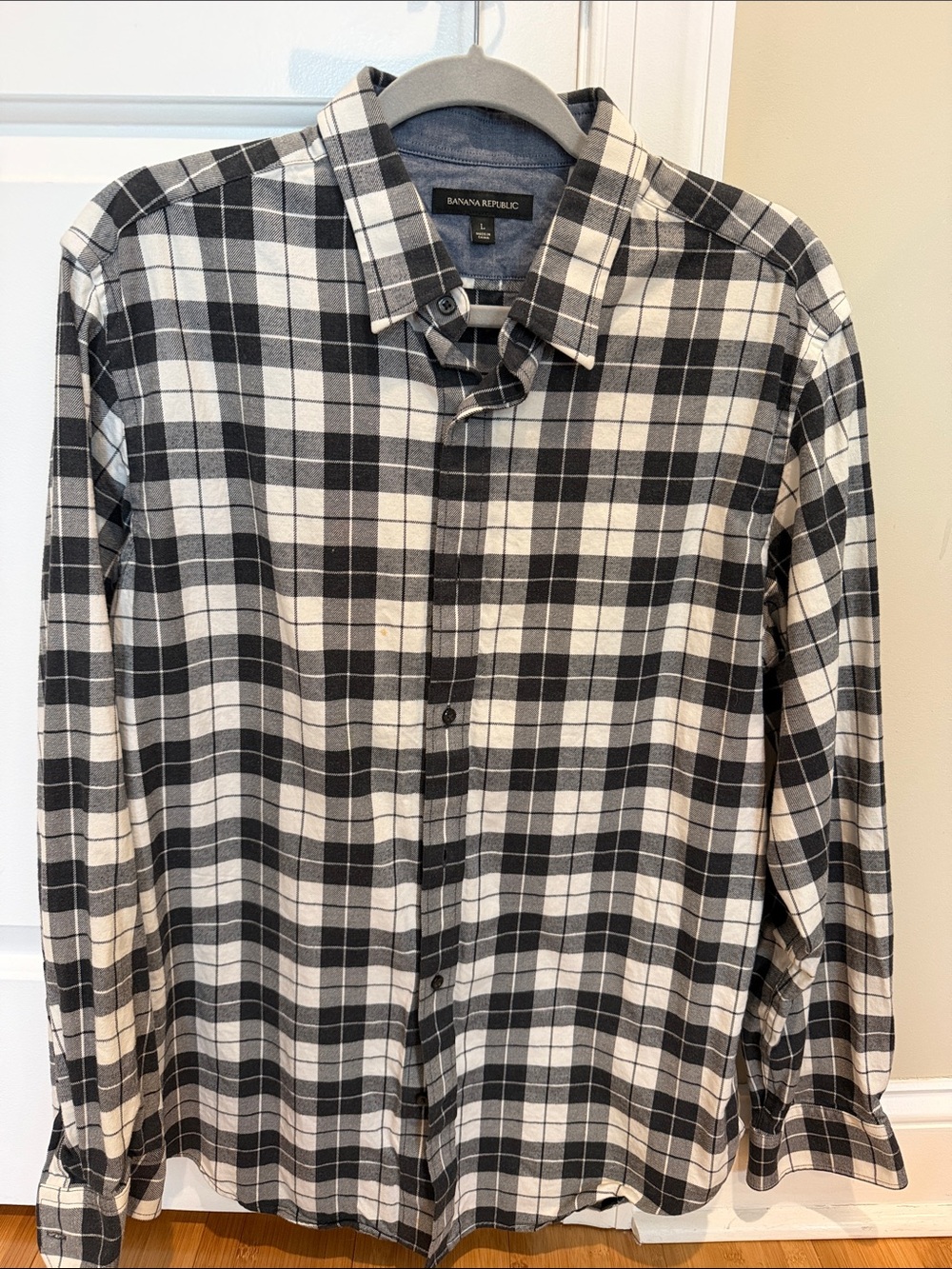 Banana Republic Men’s Black & White Plaid Button-Down Shirt